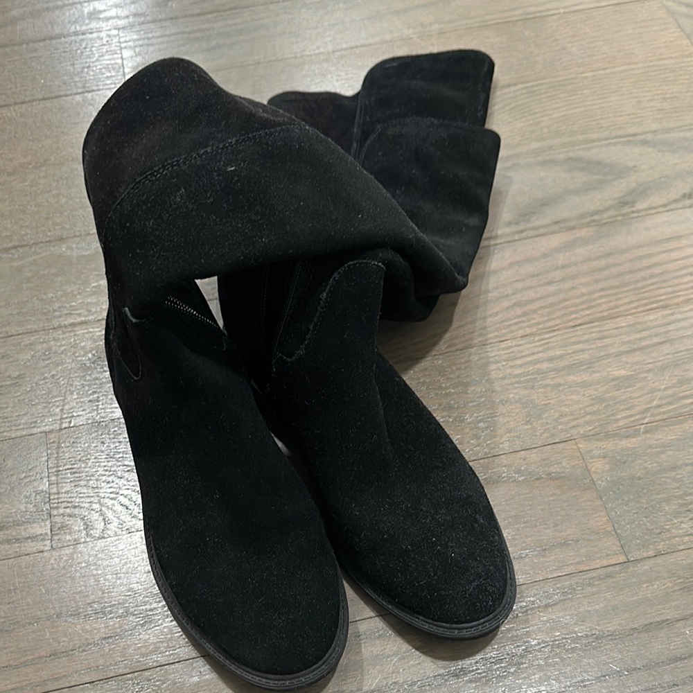 Black Over the Knee Boots with Suede Finish